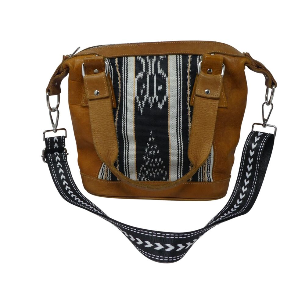 Ixchel Triangle Handmade Leather Mayan Aztec Woven Shoulder Bag Purse